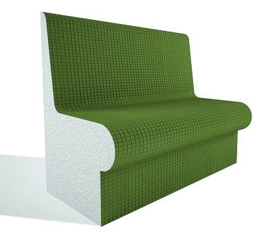 Banco Buckingham revestido a mosaico verde