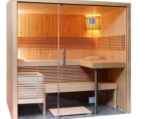 Sauna Panorma S — porta de vidro panorâmica