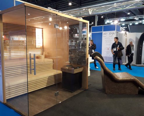 Sauna em vidro com cabine relax